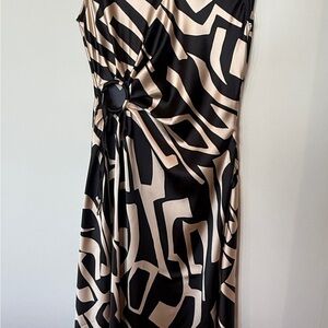 Elegant Black and Cream Geometric Dress